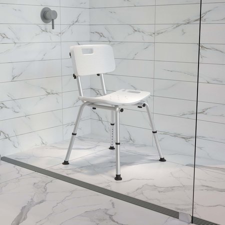 Flash Furniture 15" L, Plastic, White Bath & Shower Chair DC-HY3500L-WH-GG